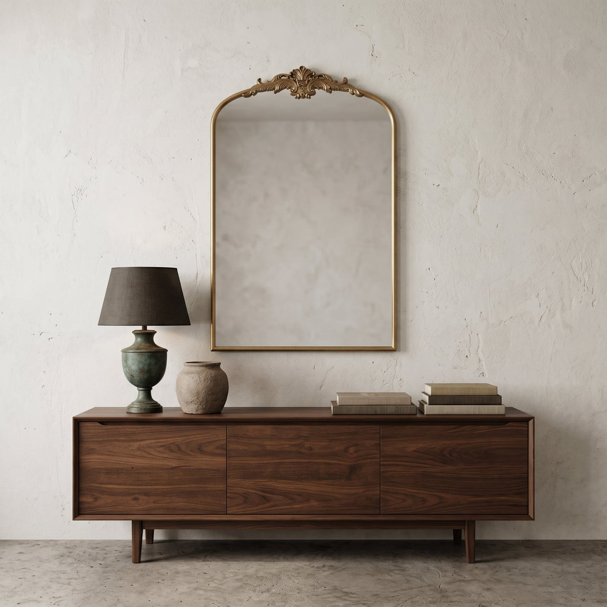 French Arched Wall Mirror – Glass & Iron