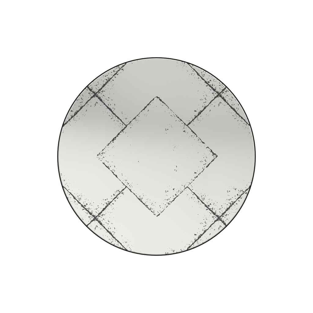 Round Wall-Mounted Mirror with Vintage Industrial Frame - Black Iron