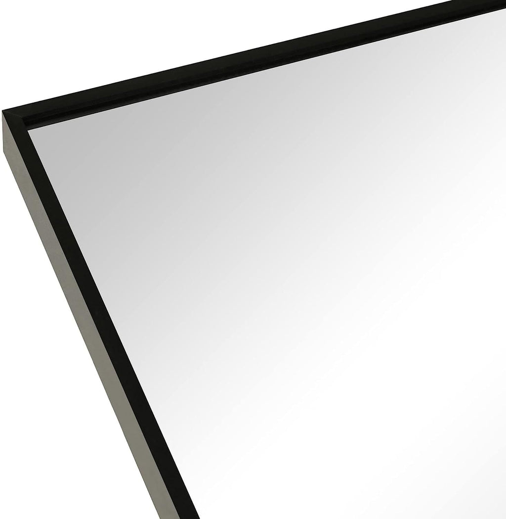 24x36 Inch Arched Bathroom Mirror with Black Metal Frame - Black