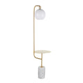 Contemporary Floor Lamp Side Table with White Marble Base - White/Gold