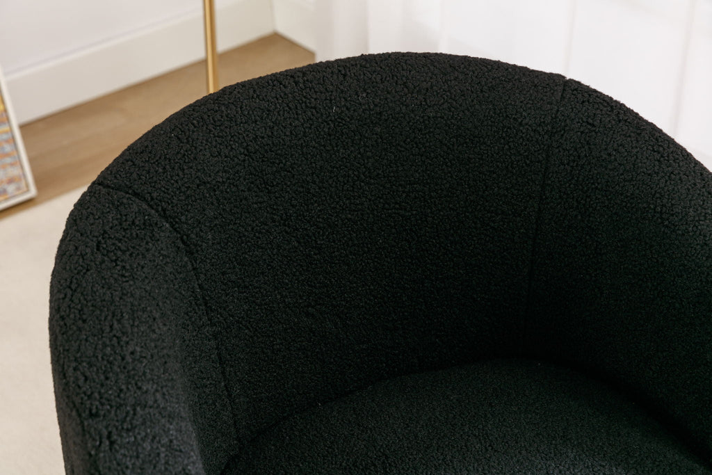 Teddy Fabric Swivel Accent Armchair Barrel Chair with 360° Metal Base - Multiple Colors