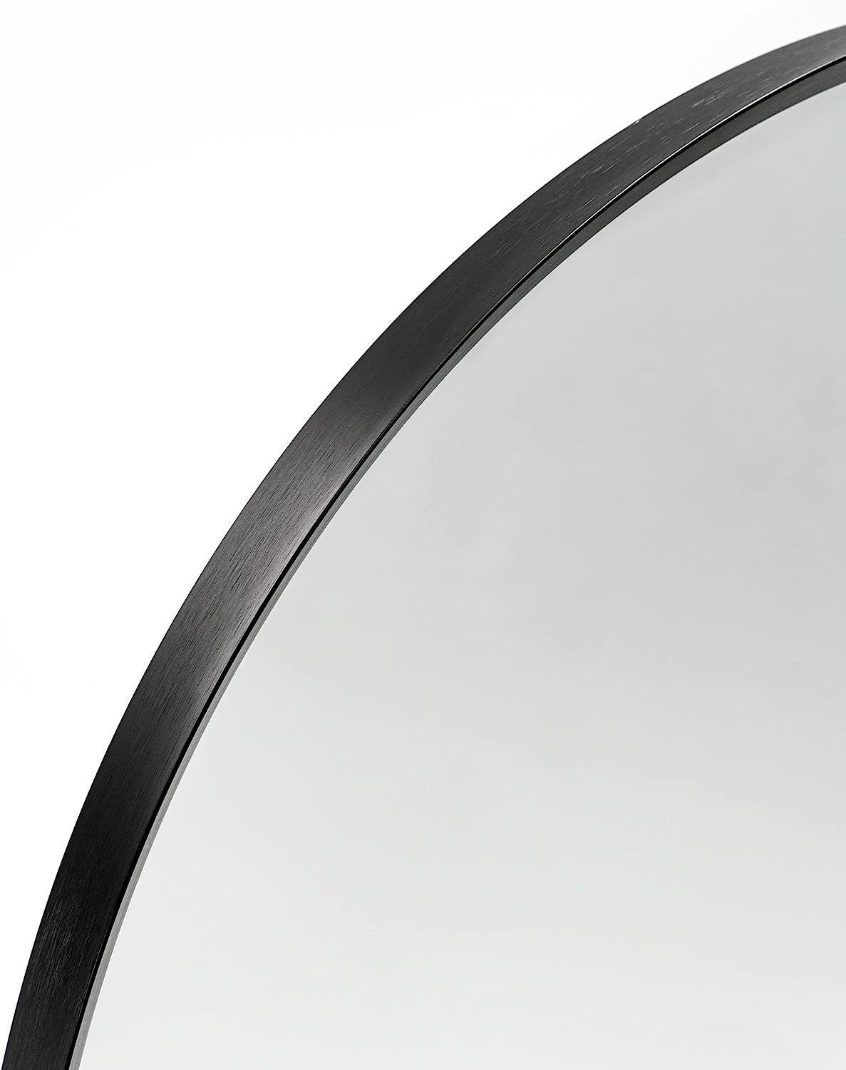 24x36 Inch Arched Bathroom Mirror with Black Metal Frame - Black