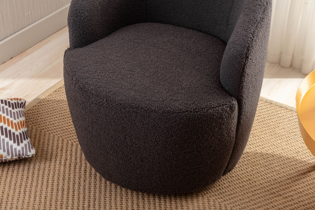 Teddy Fabric Swivel Accent Armchair Barrel Chair with 360° Metal Base - Multiple Colors
