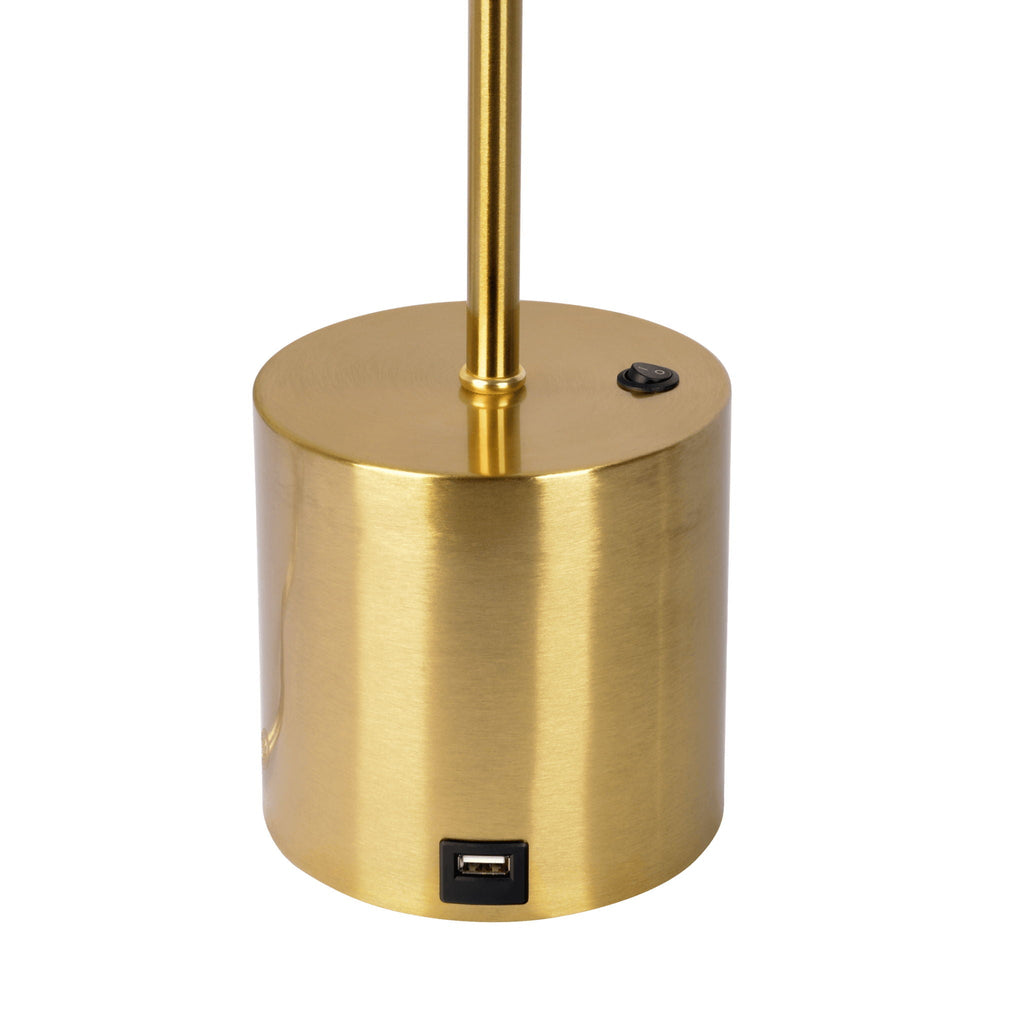Ethereal - Modern Small Table Lamp, Desk Lamp Fixture With Globe Shade - Gold / White