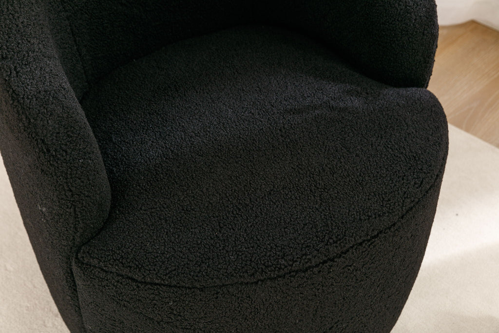Teddy Fabric Swivel Accent Armchair Barrel Chair with 360° Metal Base - Multiple Colors