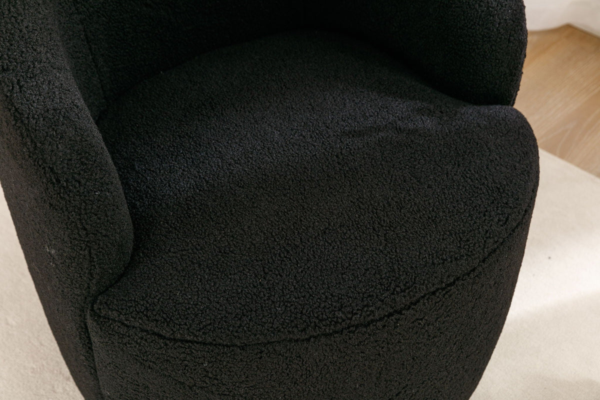 Teddy Fabric Swivel Accent Armchair Barrel Chair with 360° Metal Base - Multiple Colors