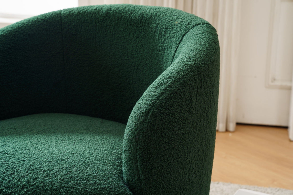 Teddy Fabric Swivel Accent Armchair Barrel Chair with 360° Metal Base - Multiple Colors