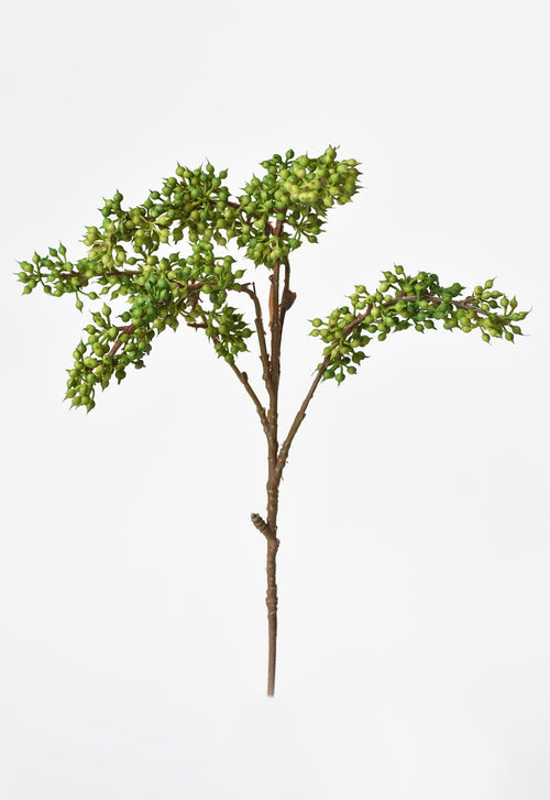 12" Faux Green Sedum Berry Stem