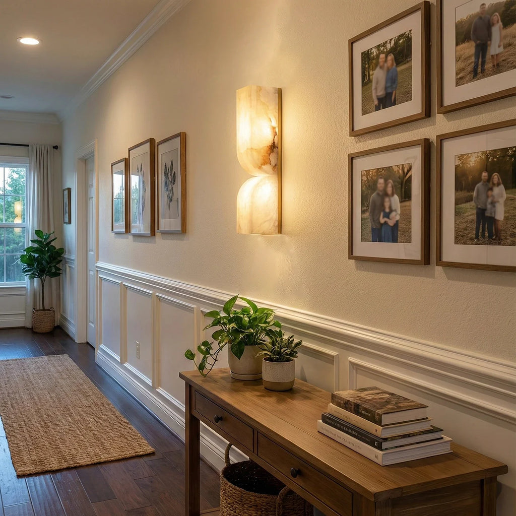 Rectangular Fluted Alabaster Wall Sconce