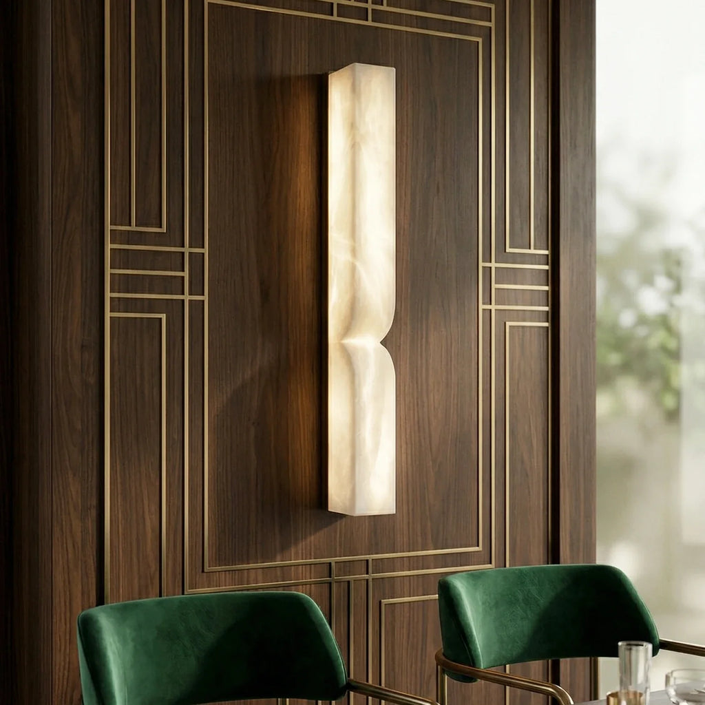 Rectangular Fluted Alabaster Wall Sconce
