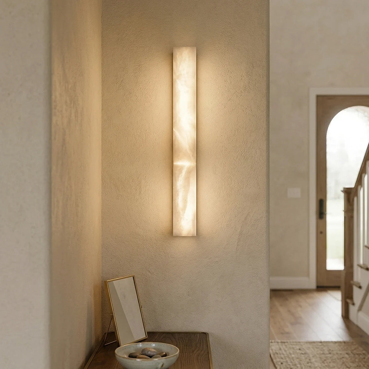 Rectangular Fluted Alabaster Wall Sconce