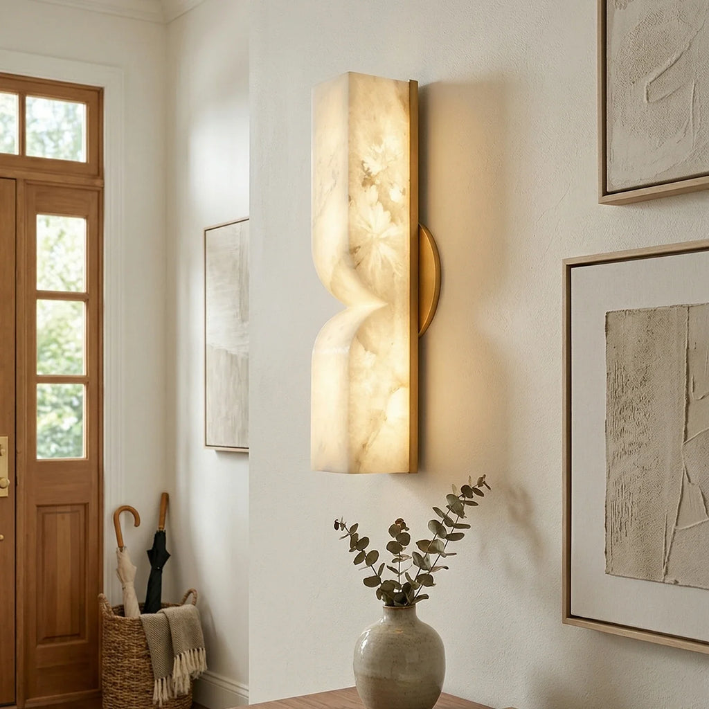 Rectangular Fluted Alabaster Wall Sconce