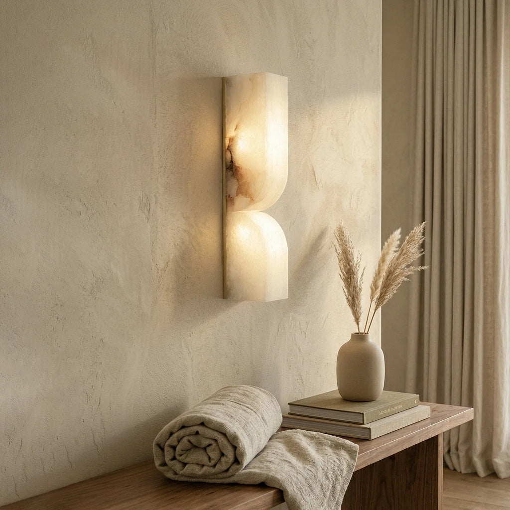Rectangular Fluted Alabaster Wall Sconce