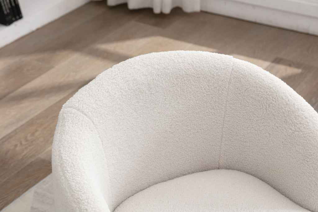 Teddy Fabric Swivel Accent Armchair Barrel Chair with 360° Metal Base - Multiple Colors