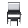 Modern Makeup Vanity Set with Power Outlet and Adjustable Lighting - Black or White