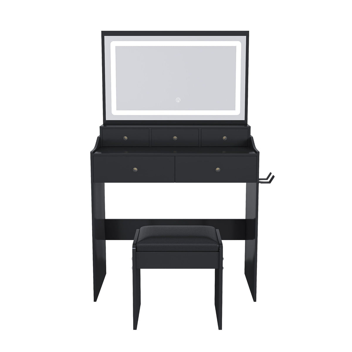 Modern Makeup Vanity Set with Power Outlet and Adjustable Lighting - Black or White