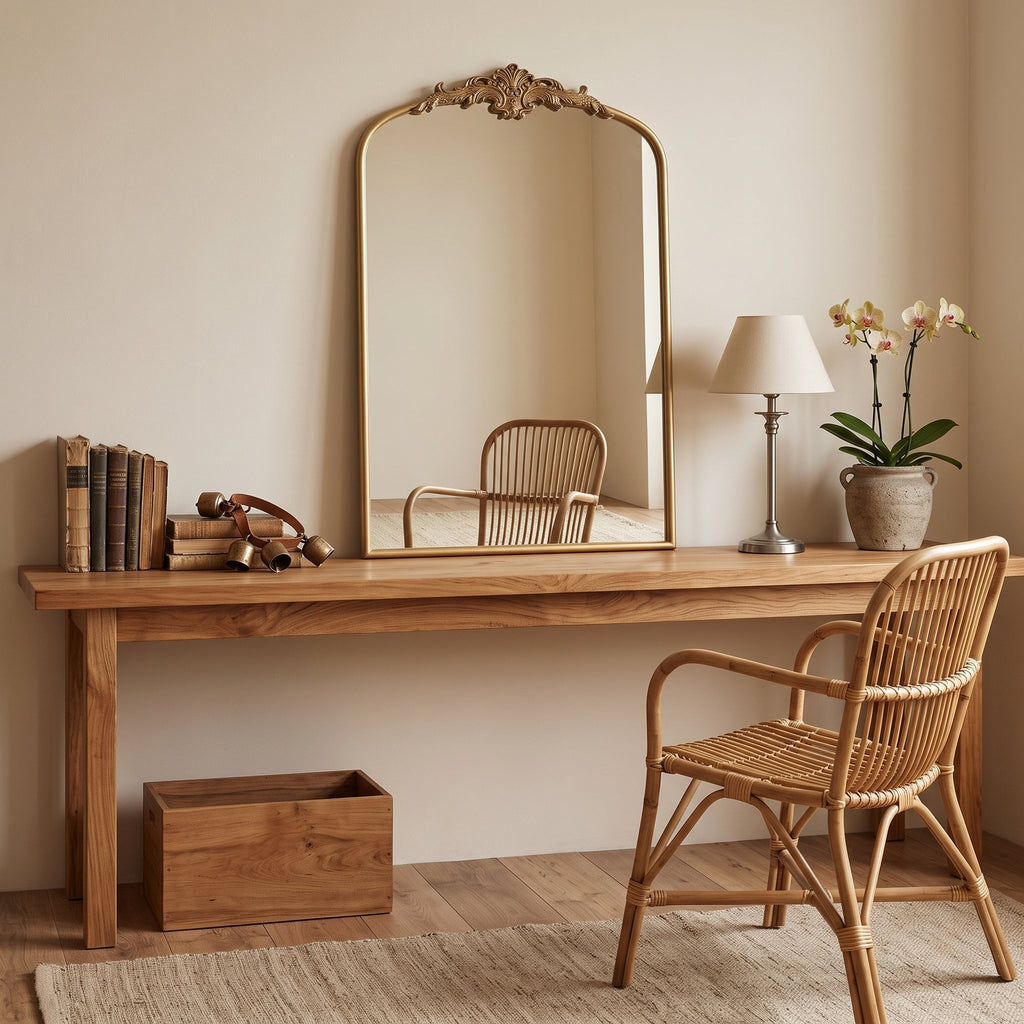 French Arched Wall Mirror – Glass & Iron