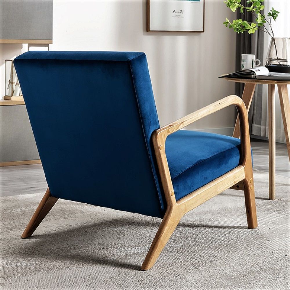 Classic Mid-Century Modern Accent Chairs, Open Framed Armchair With Cushioning