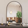 24x36 Inch Arched Bathroom Mirror with Black Metal Frame - Black