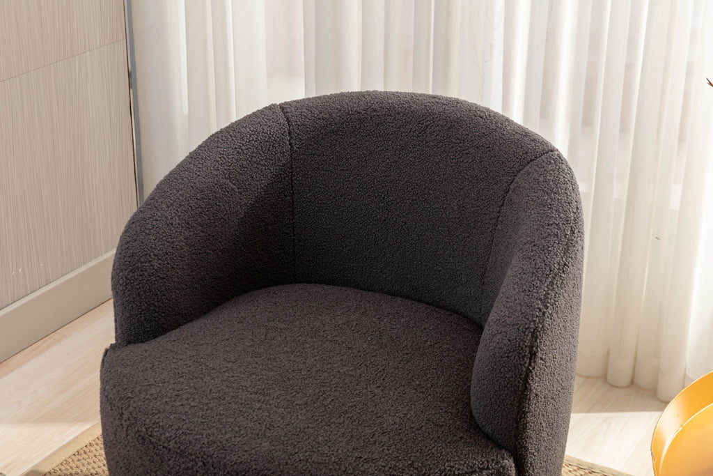 Teddy Fabric Swivel Accent Armchair Barrel Chair with 360° Metal Base - Multiple Colors