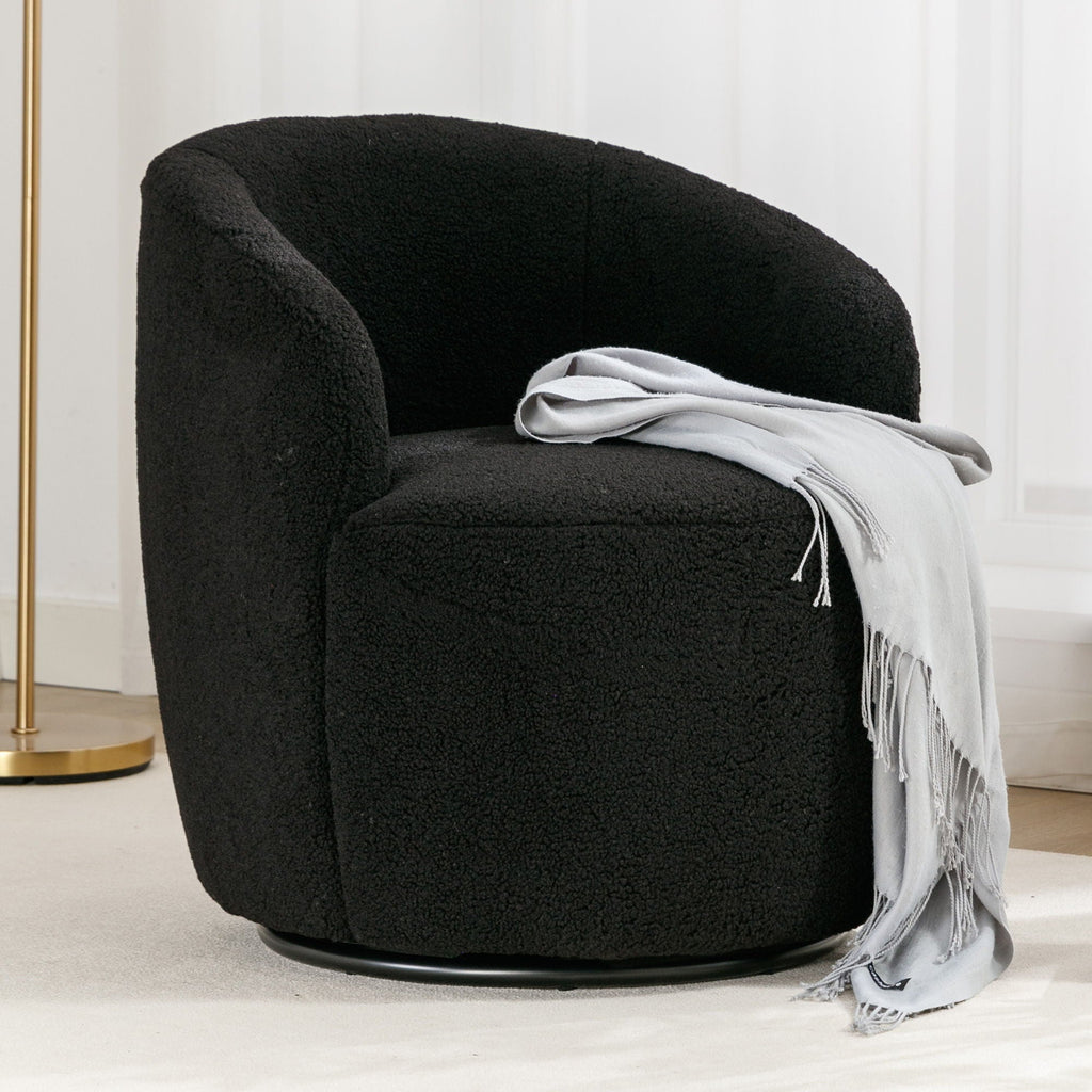 Teddy Fabric Swivel Accent Armchair Barrel Chair with 360° Metal Base - Multiple Colors