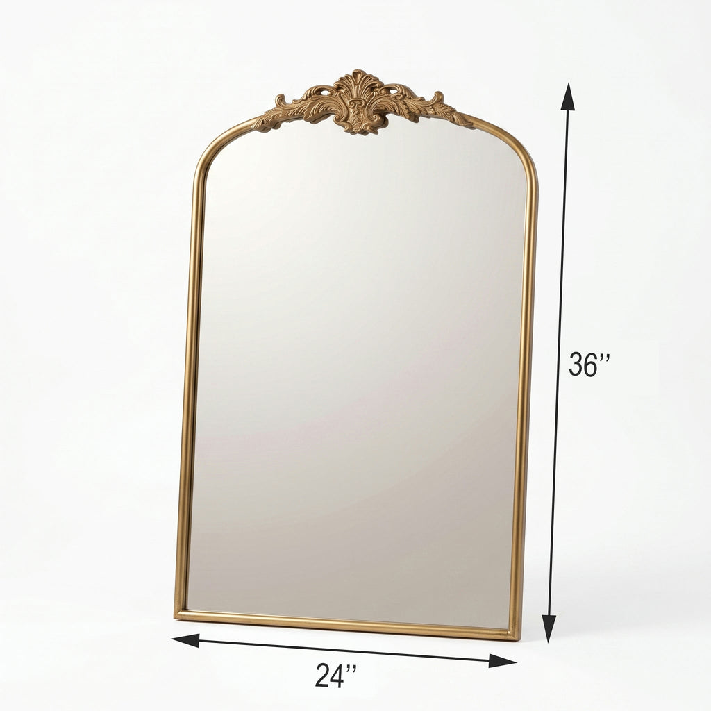 French Arched Wall Mirror – Glass & Iron